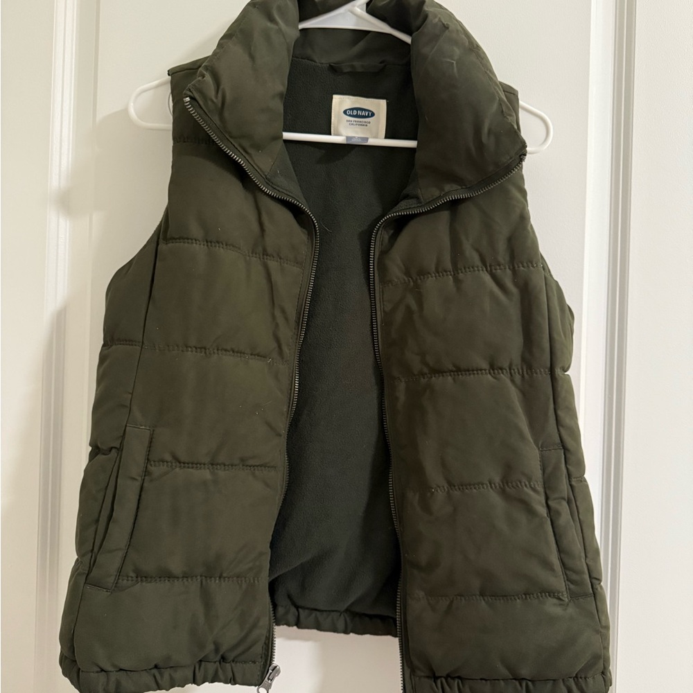 Old Navy Dark Green Quilted Puffer Vest